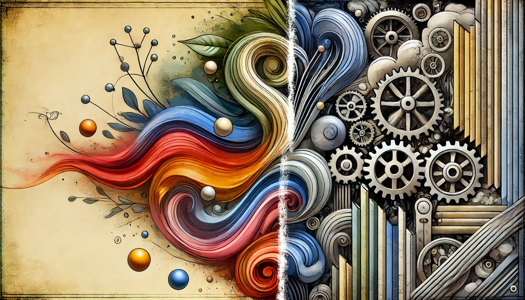 Abstract image of colors, gears and shapes